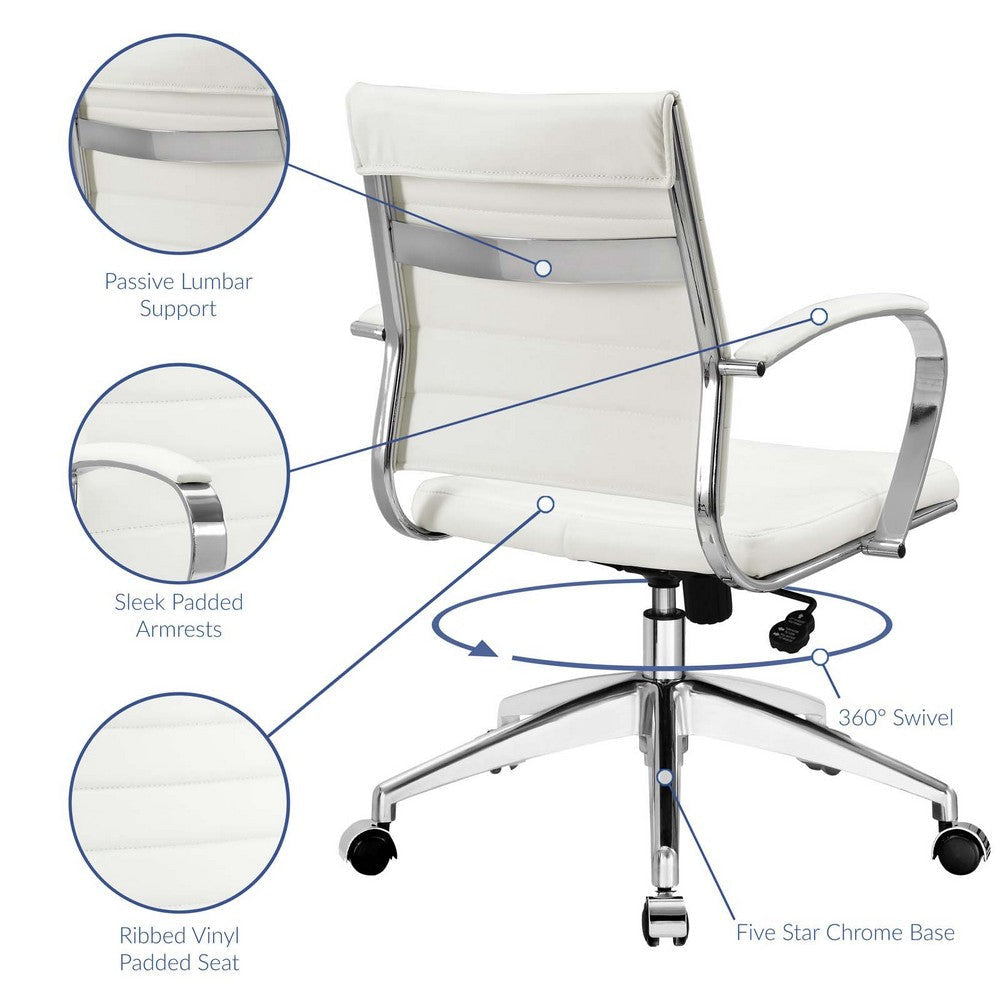 Modway Jive Ribbed Mid Back Office Chair White MDY-EEI-273-WHI