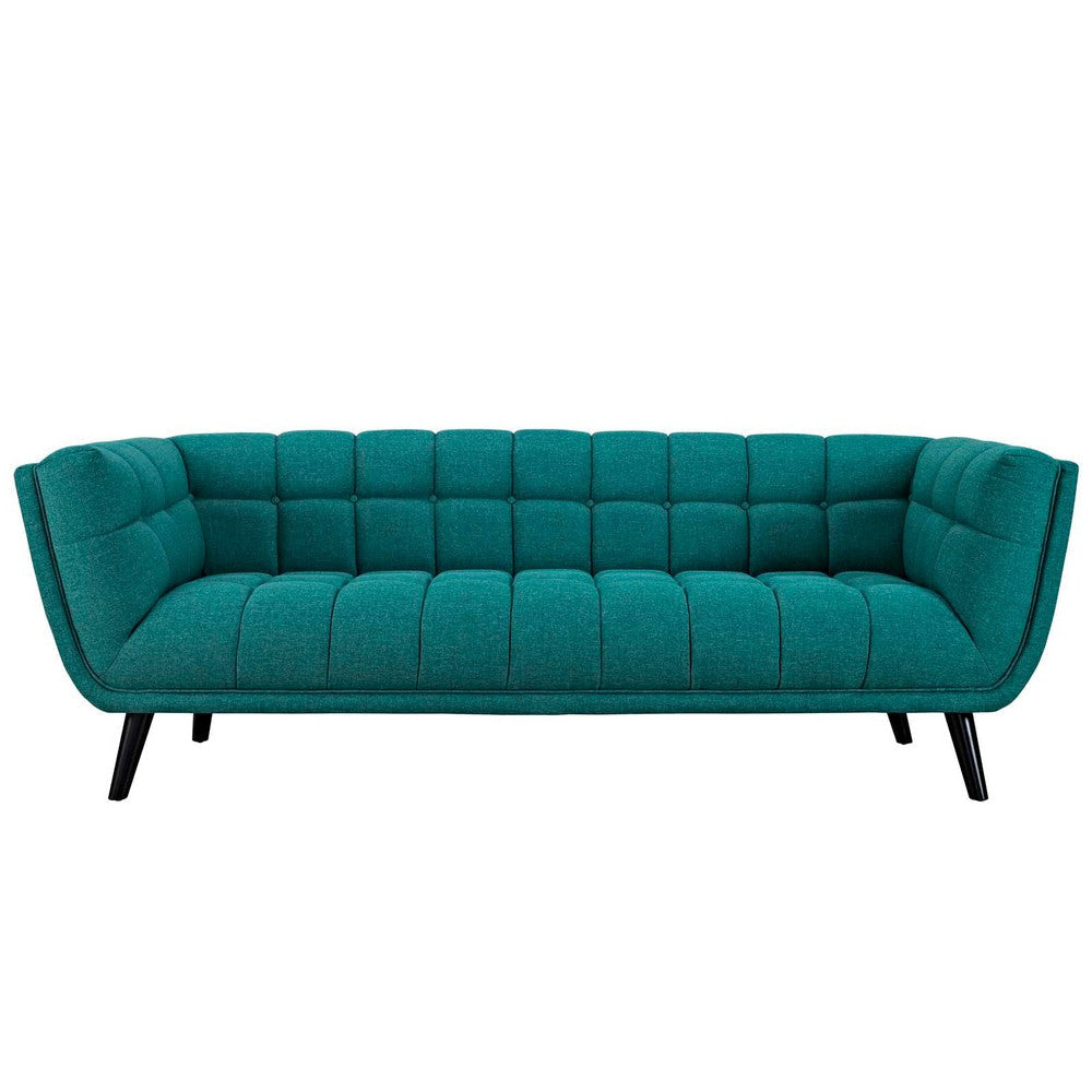 Modway Bestow Upholstered Fabric Button-Tufted Sofa In Teal