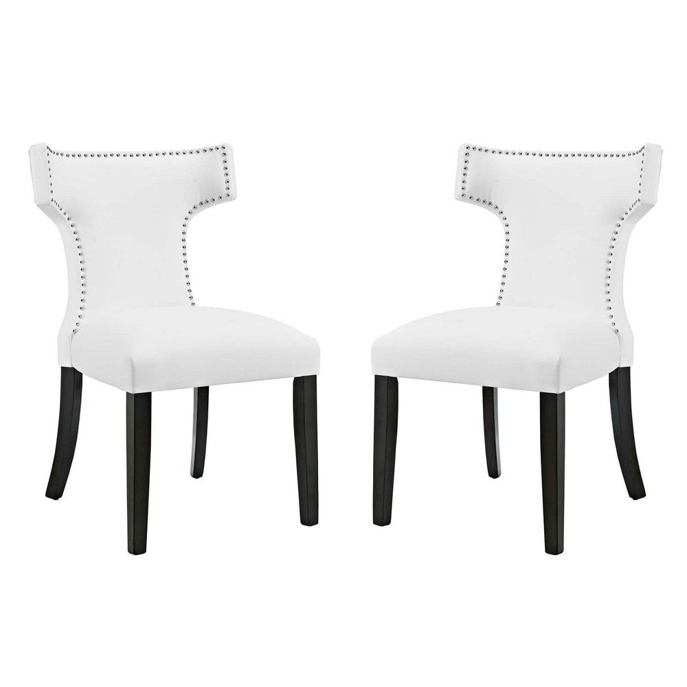 Curve Set of 2 Vinyl Dining Side Chair White - No Shipping Charges MDY-EEI-2740-WHI-SET