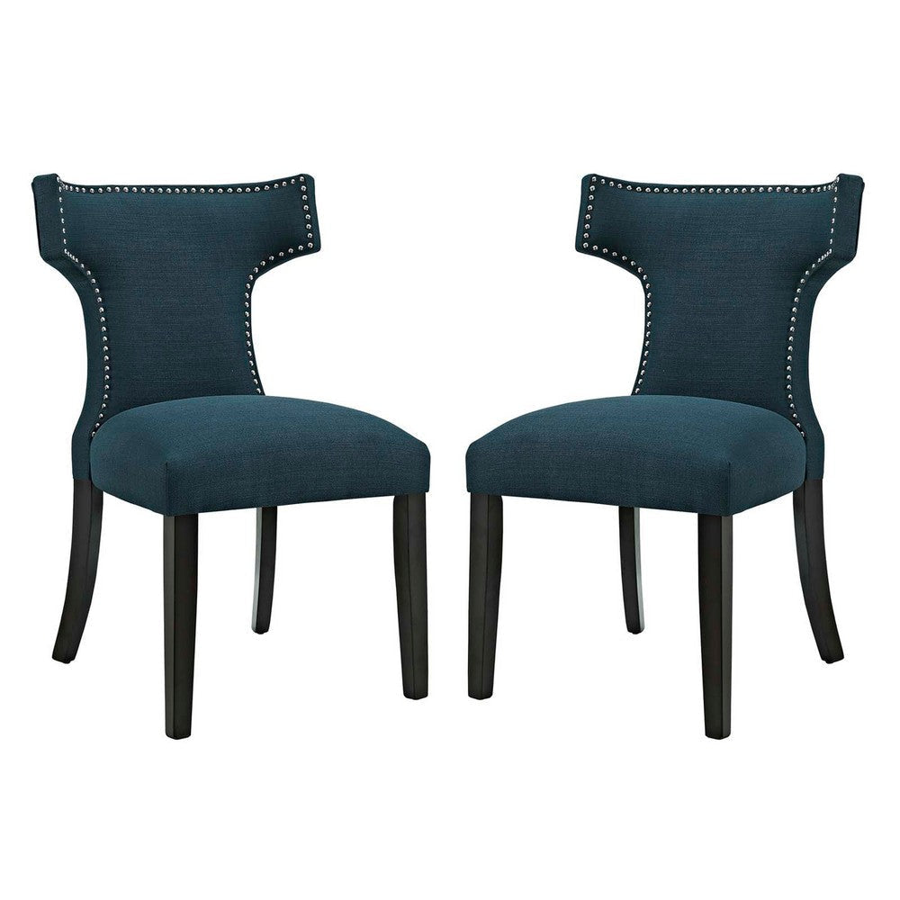 Curve Set of 2 Fabric Dining Side Chair Azure - No Shipping Charges MDY-EEI-2741-AZU-SET