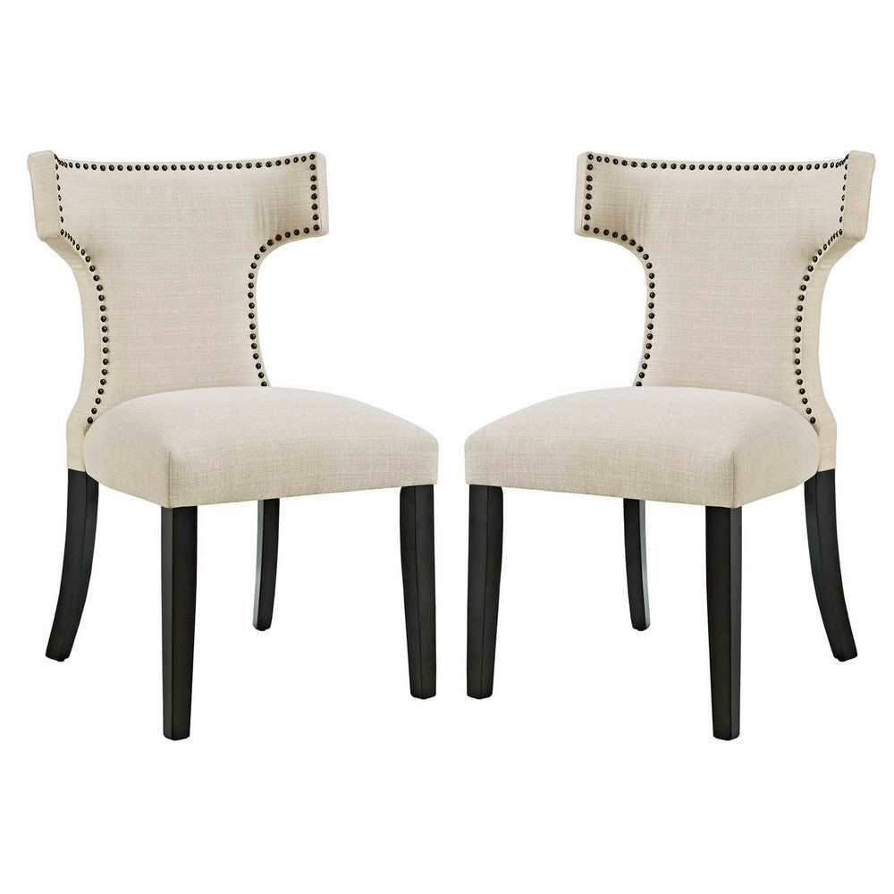 Curve Set of 2 Fabric Dining Side Chair Beige - No Shipping Charges MDY-EEI-2741-BEI-SET