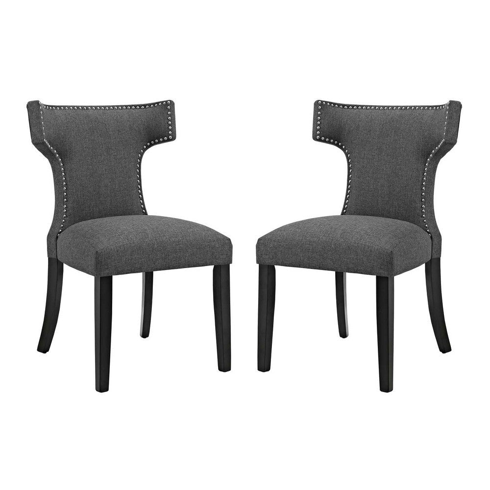 Curve Set of 2 Fabric Dining Side Chair Gray - No Shipping Charges MDY-EEI-2741-GRY-SET