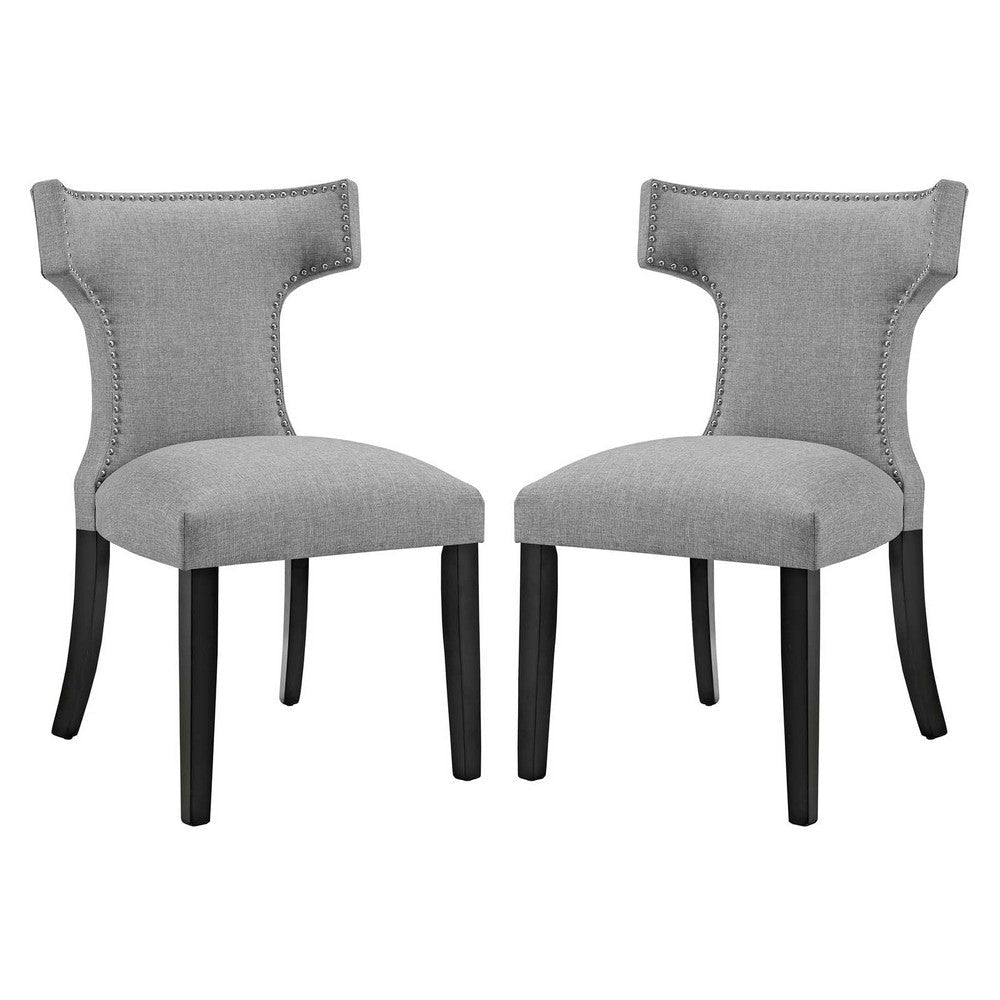 Curve Set of 2 Fabric Dining Side Chair Light Gray - No Shipping Charges MDY-EEI-2741-LGR-SET