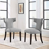 Modway Baron Curve Mid-Century Modern Upholstered Fabric with Nailhead Trim, Two Chairs, Light Gray