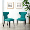 Modway Baron Curve Mid-Century Modern Upholstered Fabric with Nailhead Trim, Two Chairs, Teal