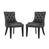 Modway Regent Modern Tufted Faux Leather Upholstered Two Dining Chairs with Nailhead Trim in Black