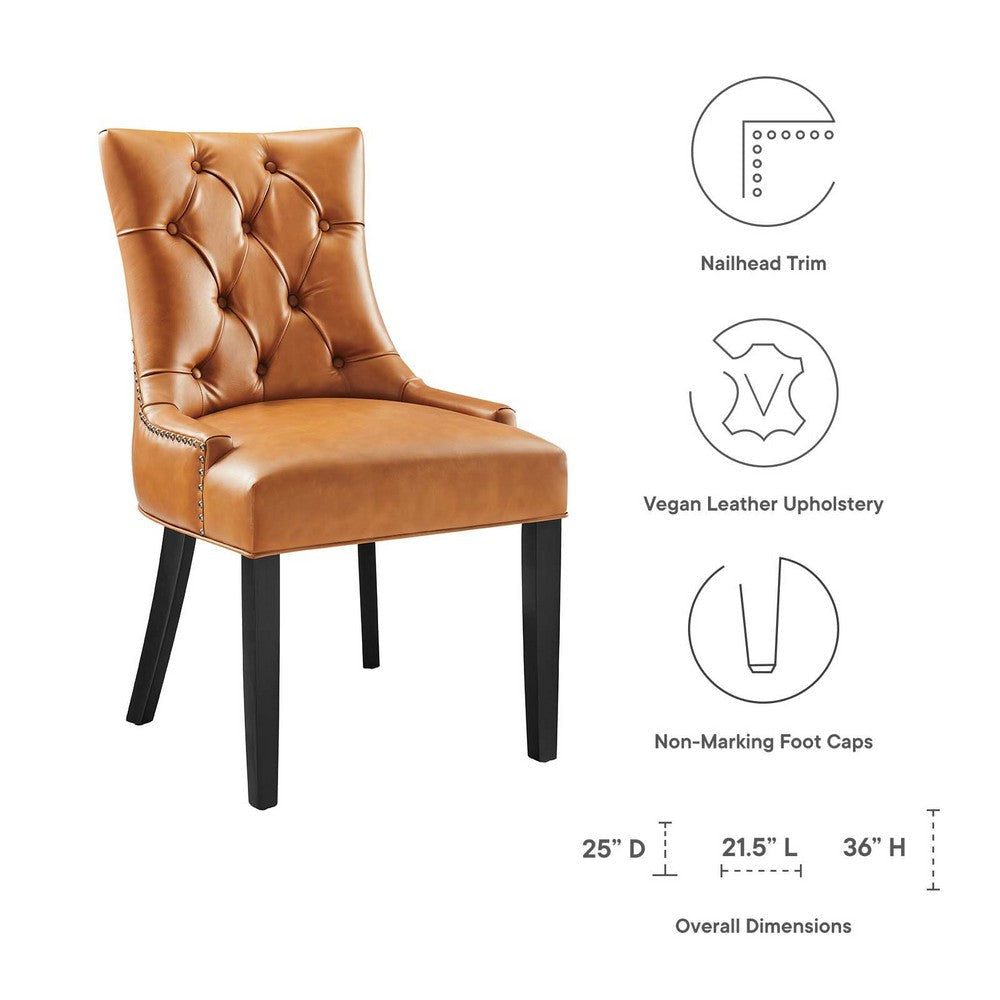 Modway Regent Modern Tufted Vegan Leather Upholstered Nailhead Trim Two Dining Chairs Tan MDY-EEI-2742-TAN-SET