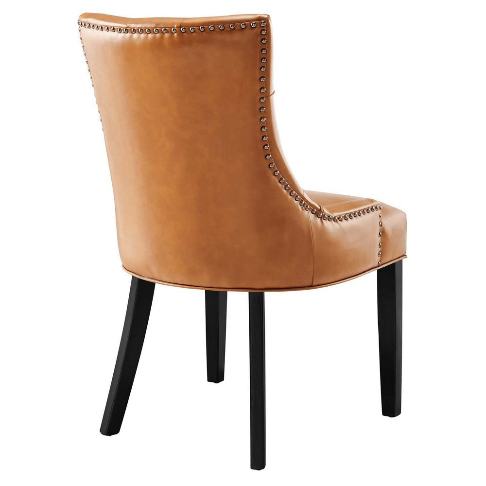 Modway Regent Modern Tufted Vegan Leather Upholstered Nailhead Trim Two Dining Chairs Tan MDY-EEI-2742-TAN-SET