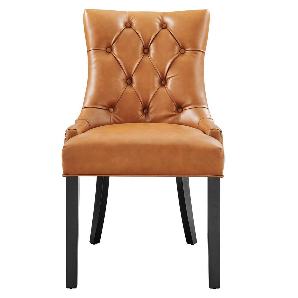 Modway Regent Modern Tufted Vegan Leather Upholstered Nailhead Trim Two Dining Chairs Tan MDY-EEI-2742-TAN-SET