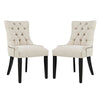 Modway Regent Modern Elegant Button-Tufted Upholstered Fabric Dining Chair with Nailhead Trim, Set of 2, Beige