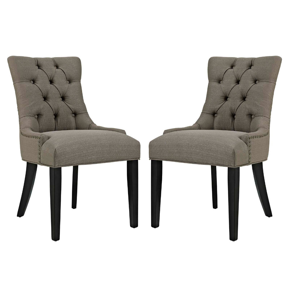 Modway Regent Modern Elegant Button-Tufted Upholstered Fabric with Nailhead Trim, Set of 2, Granite