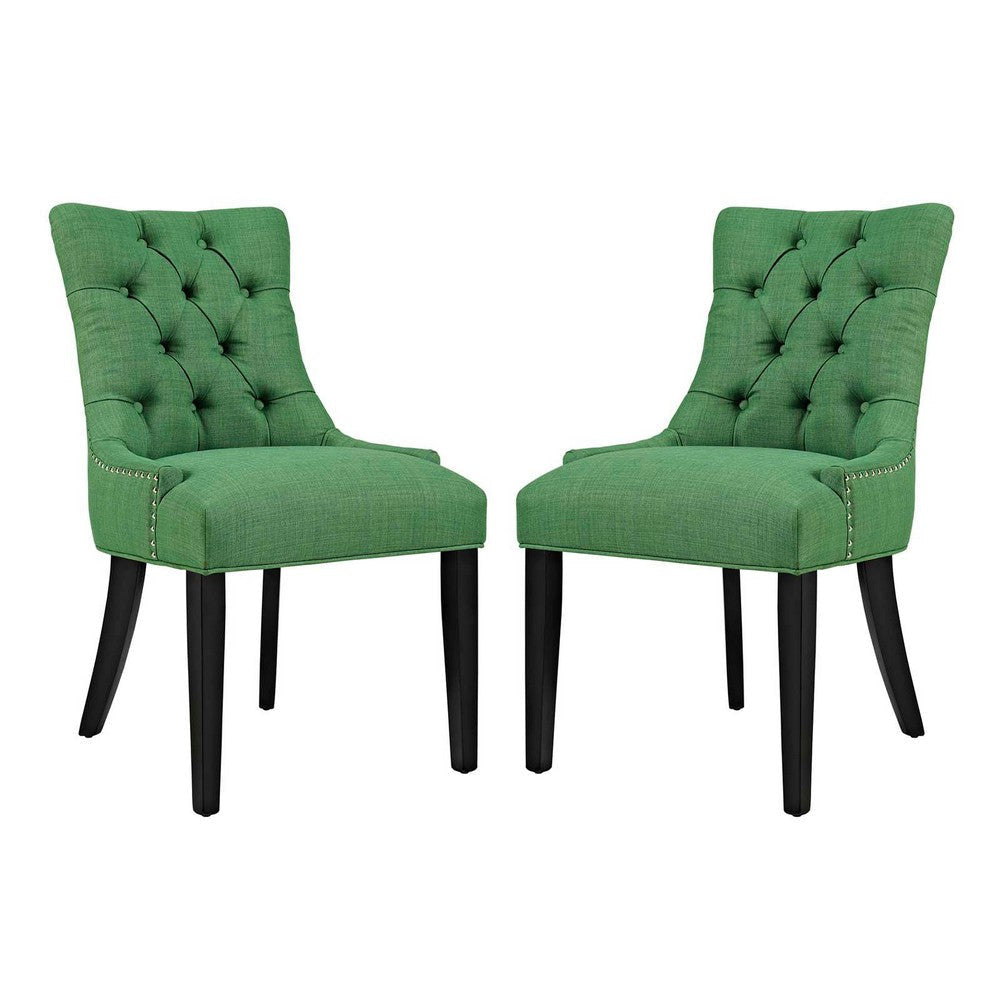 Modway Regent Modern Elegant Button-Tufted Upholstered Fabric with Nailhead Trim, Set of 2, Green