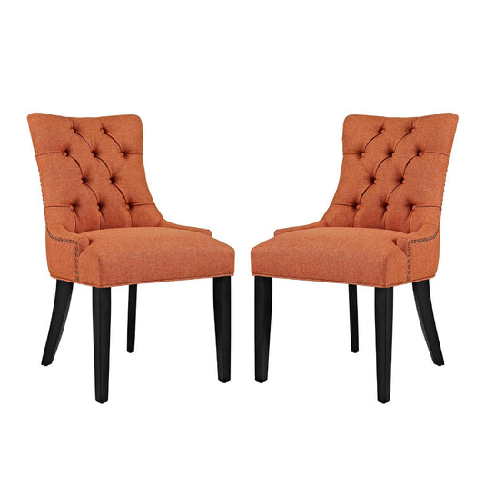 Modway Regent Modern Elegant Button-Tufted Upholstered Fabric with Nailhead Trim, Set of 2, Orange