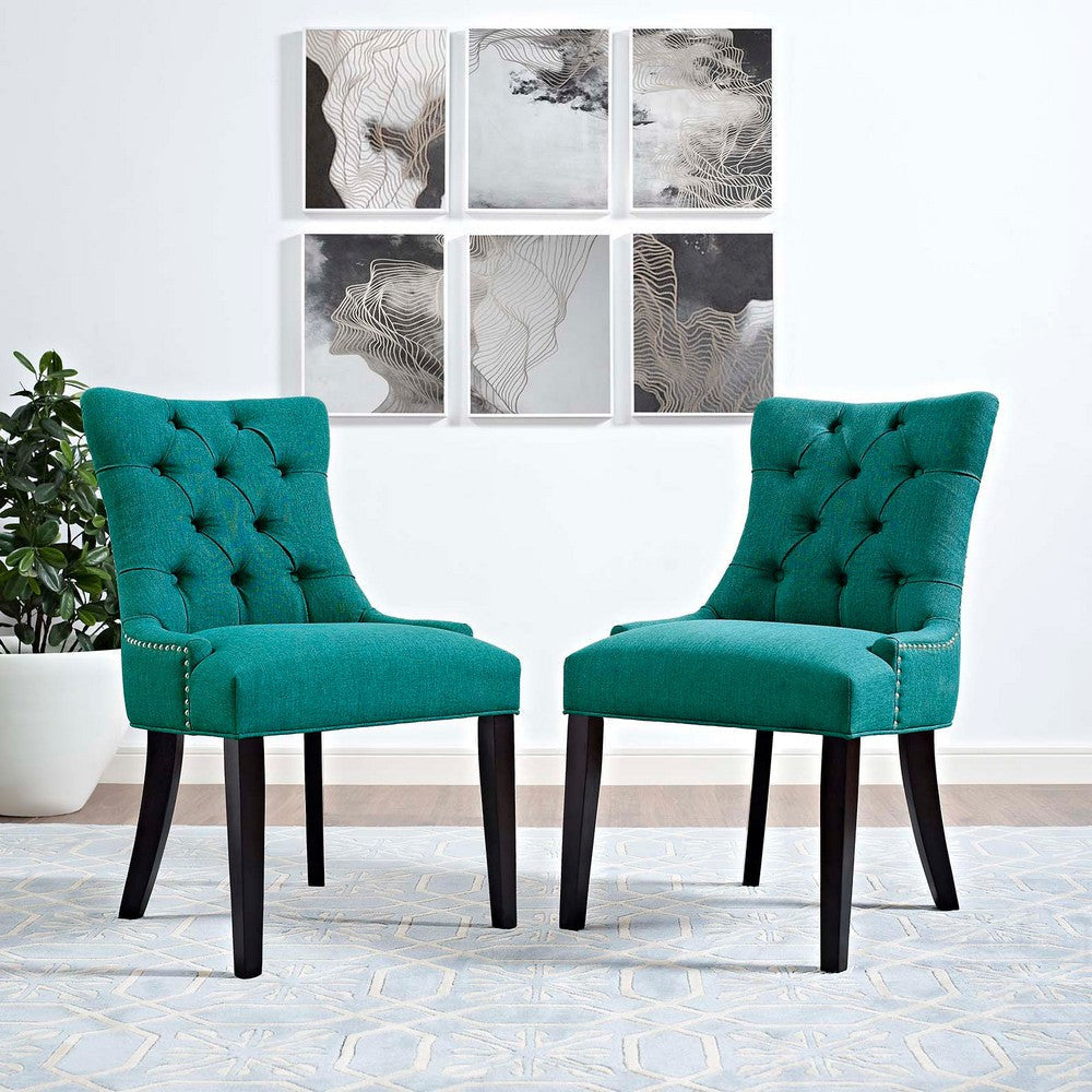 Modway Regent Modern Elegant Button-Tufted Upholstered Fabric with Nailhead Trim, Set of 2, Teal