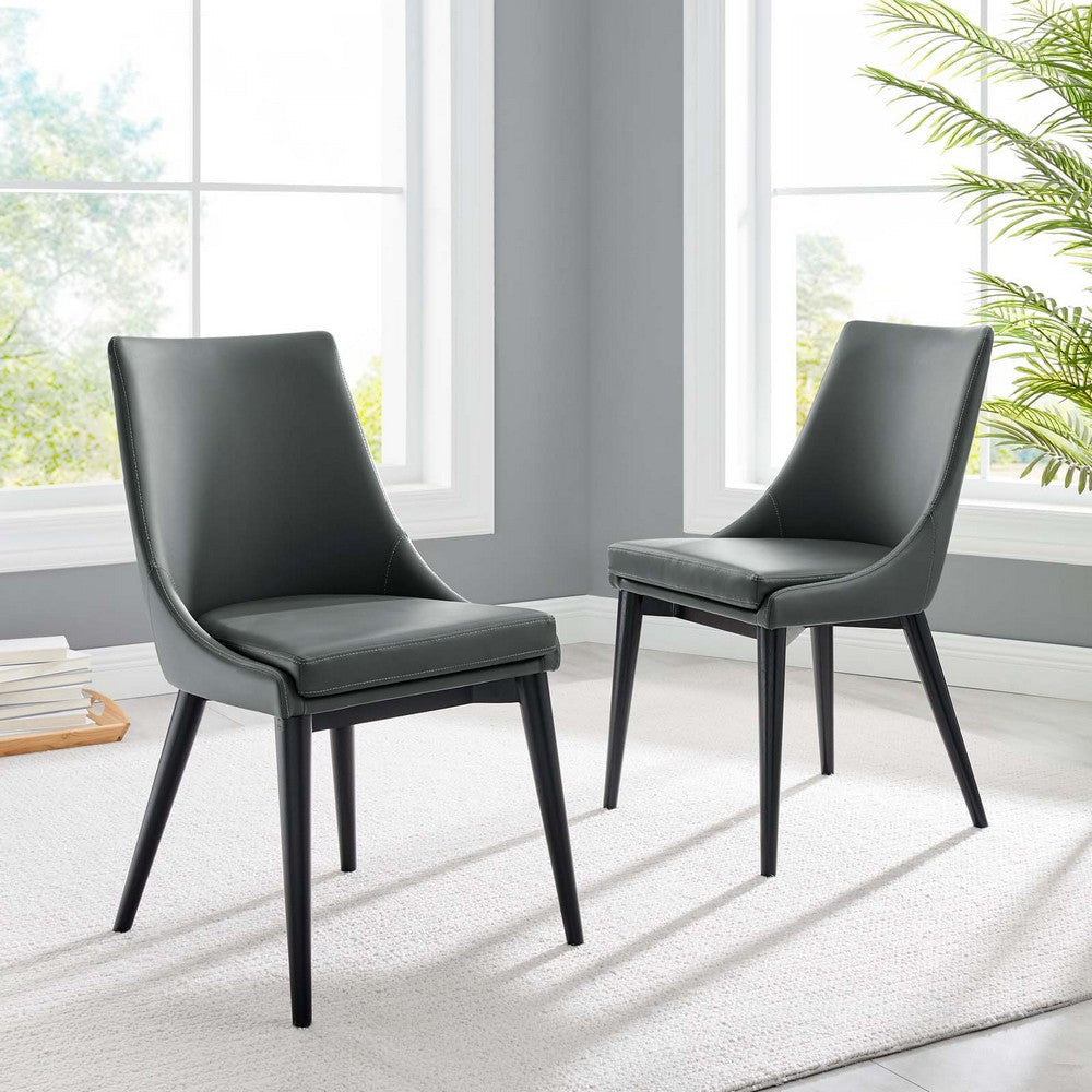 Modway Viscount Mid-Century Modern Faux Leather Upholstered Dining Chair - Set of 2 Grey MDY-EEI-2744-GRY-SET