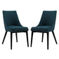 Modway Viscount Mid-Century Modern Upholstered Fabric Two Kitchen and Dining Room Chairs in Azure