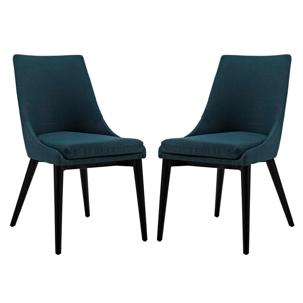 Modway Viscount Mid-Century Modern Upholstered Fabric Two Kitchen and Dining Room Chairs in Azure