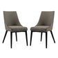 Modway Viscount Mid-Century Modern Upholstered Fabric Two Kitchen and Dining Room Chairs in Granite