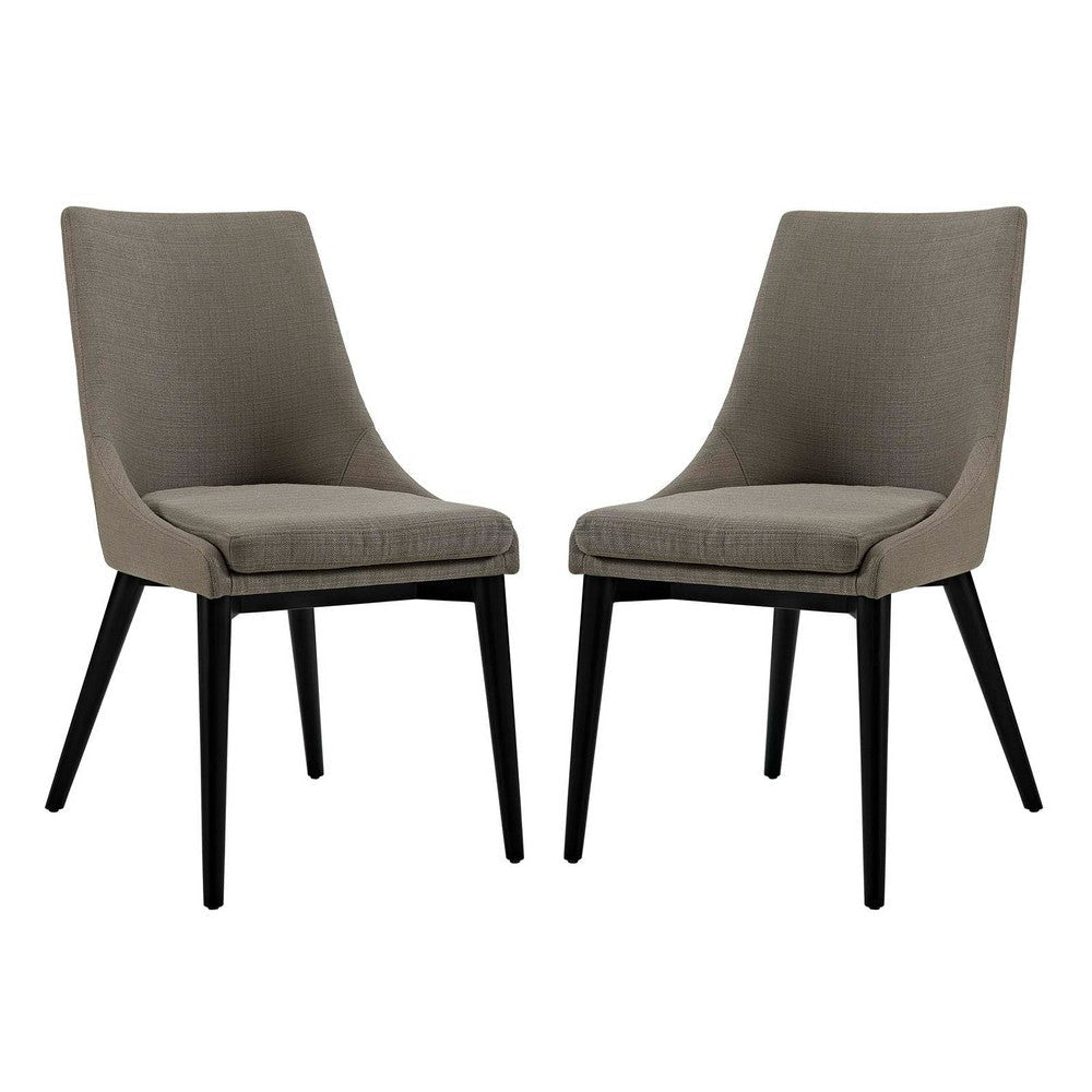 Modway Viscount Mid-Century Modern Upholstered Fabric Two Kitchen and Dining Room Chairs in Granite