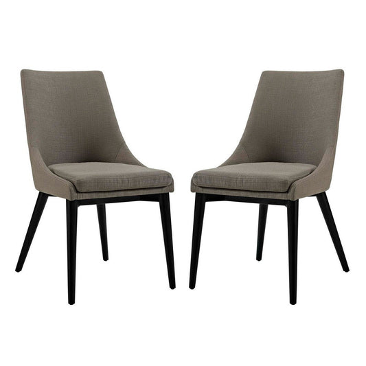 Modway Viscount Mid-Century Modern Upholstered Fabric Two Kitchen and Dining Room Chairs in Granite