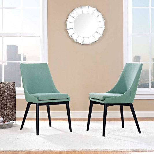 Modway Viscount Mid-Century Modern Upholstered Fabric Two Kitchen and Dining Room Chairs in Laguna