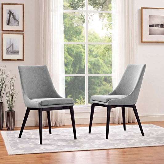 Modway Viscount Mid-Century Modern Upholstered Fabric Two Dining Chairs in Light Gray