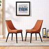 Modway Viscount Mid-Century Modern Upholstered Fabric Two Kitchen and Dining Room Chairs in Orange