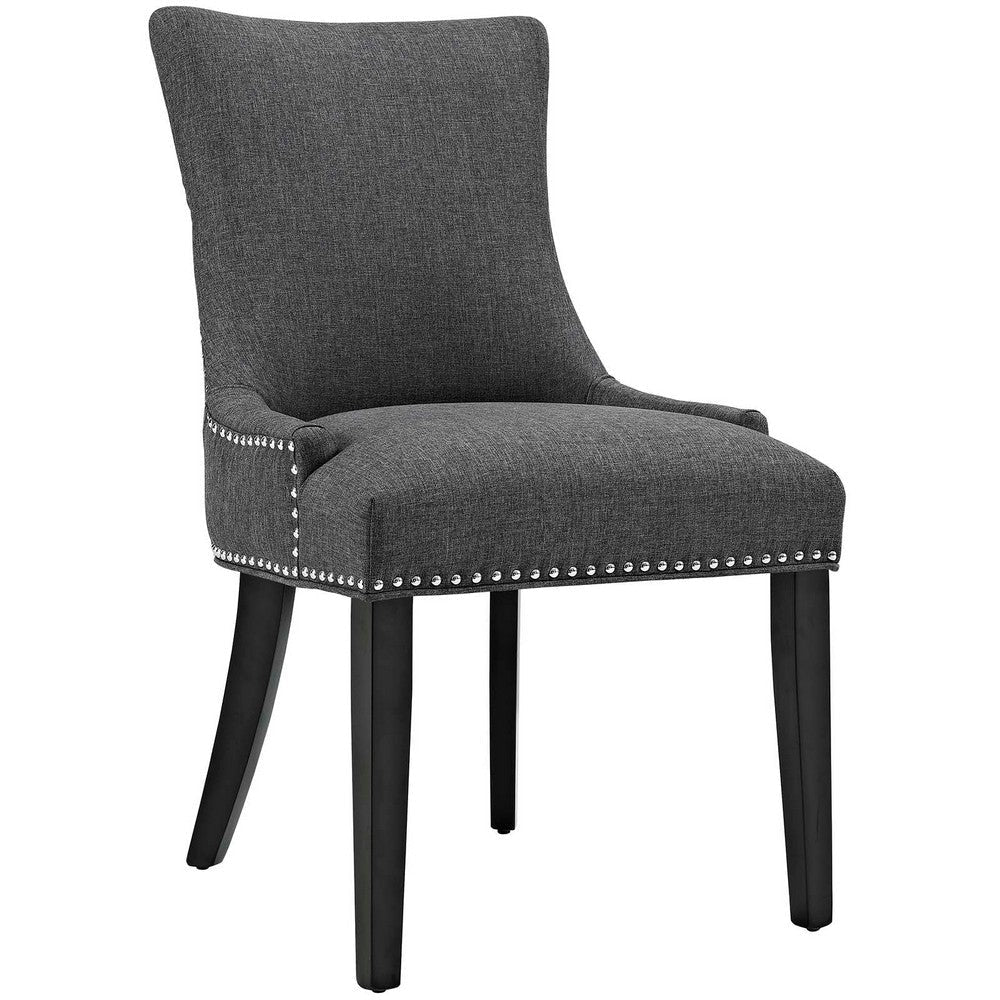 Modway Marquis Modern Upholstered Fabric Two Dining Chairs with Nailhead Trim in Gray MDY-EEI-2746-GRY-SET