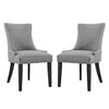 Modway Marquis Modern Elegant Upholstered Fabric Parsons Dining Side Chair with Nailhead Trim and Wood Legs, Set of 2, Light Gray