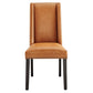 Modway Baron Modern Tall Back Wood Vegan Leather Upholstered Two Dining Chairs in Tan MDY-EEI-2747-TAN-SET