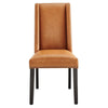 Modway Baron Modern Tall Back Wood Vegan Leather Upholstered Two Dining Chairs in Tan MDY-EEI-2747-TAN-SET