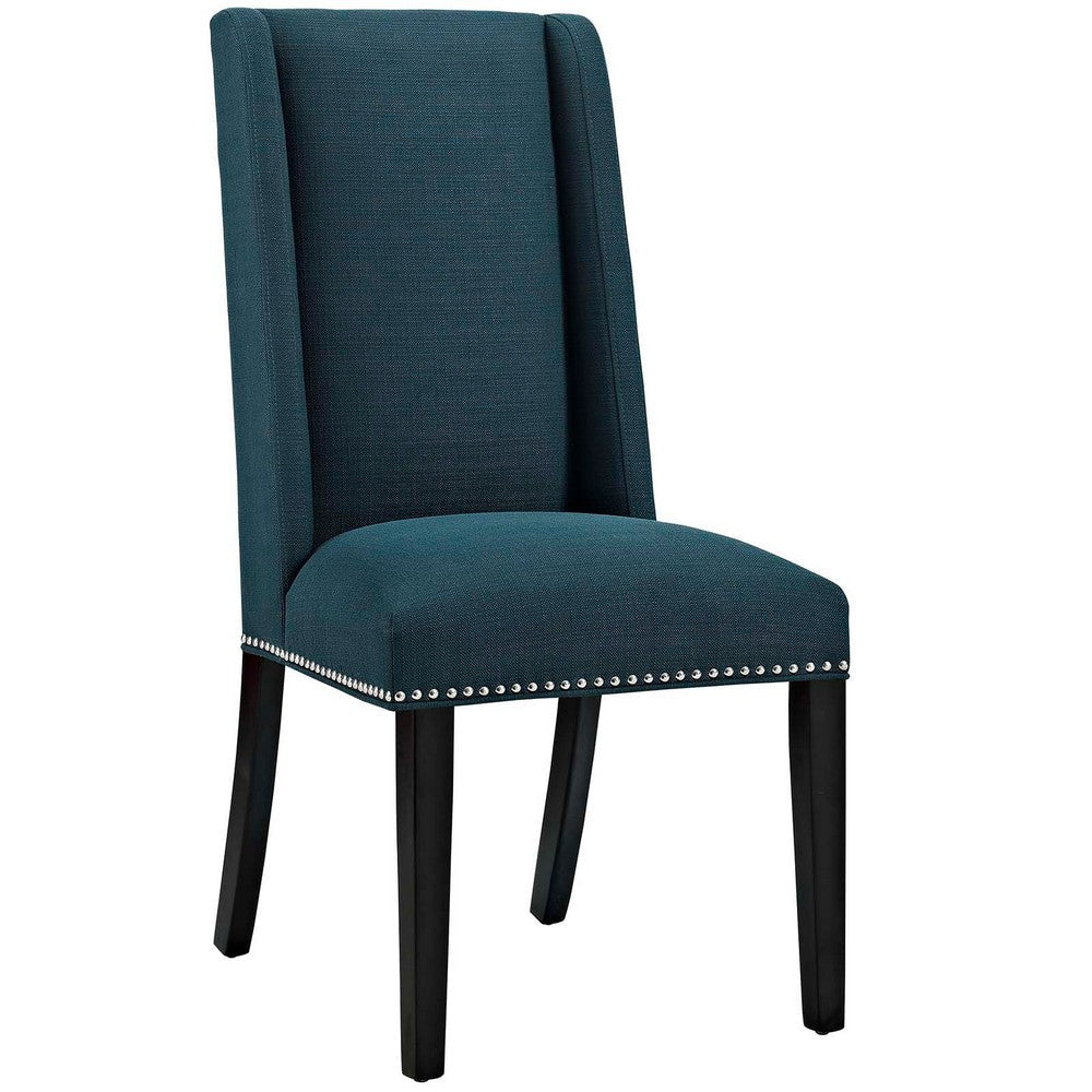 Modway Baron Modern Tall Back Wood Upholstered Fabric Two Dining Chairs in Azure MDY-EEI-2748-AZU-SET