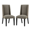 Modway Baron Modern Tall Back Wood Upholstered Fabric Two Dining Chairs in Granite