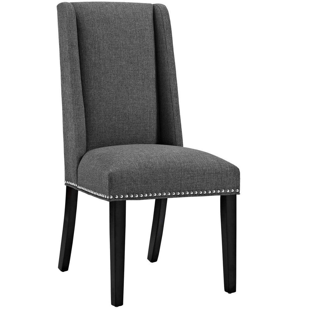 Modway Baron Modern Tall Back Wood Upholstered Fabric Two Dining Chairs in Gray MDY-EEI-2748-GRY-SET