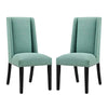 Modway Baron Modern Tall Back Wood Upholstered Fabric Two Dining Chairs in Laguna