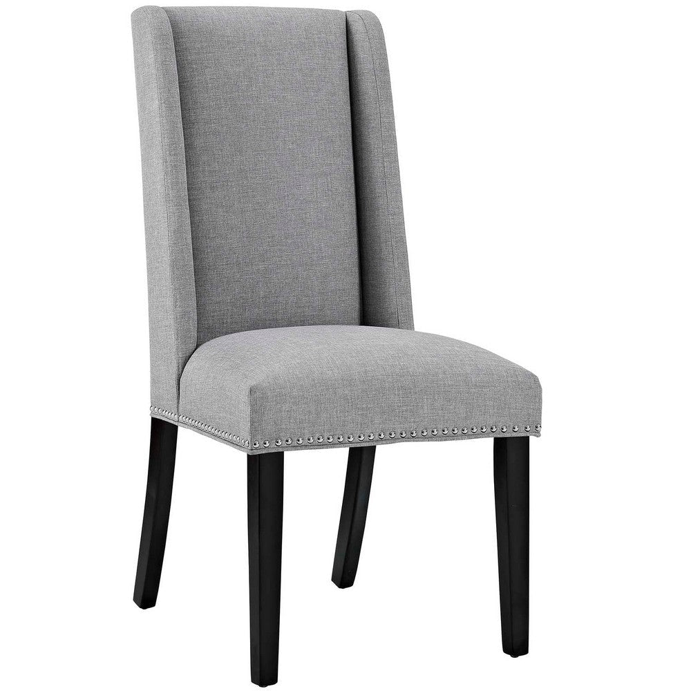 Modway Baron Modern Tall Back Wood Upholstered Fabric Two Dining Chairs in Light Gray MDY-EEI-2748-LGR-SET