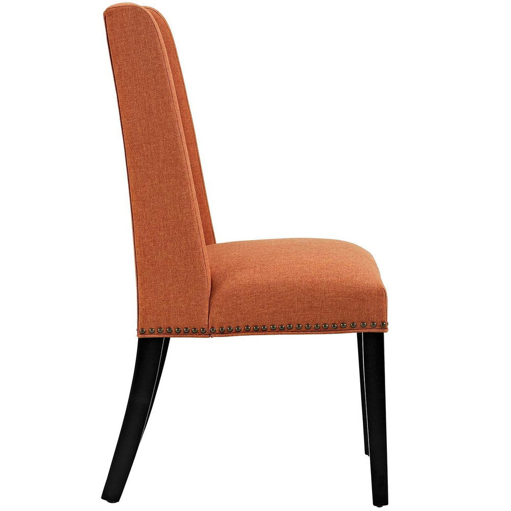 Modway Baron Modern Tall Back Wood Upholstered Fabric Two Dining Chairs in Orange MDY-EEI-2748-ORA-SET