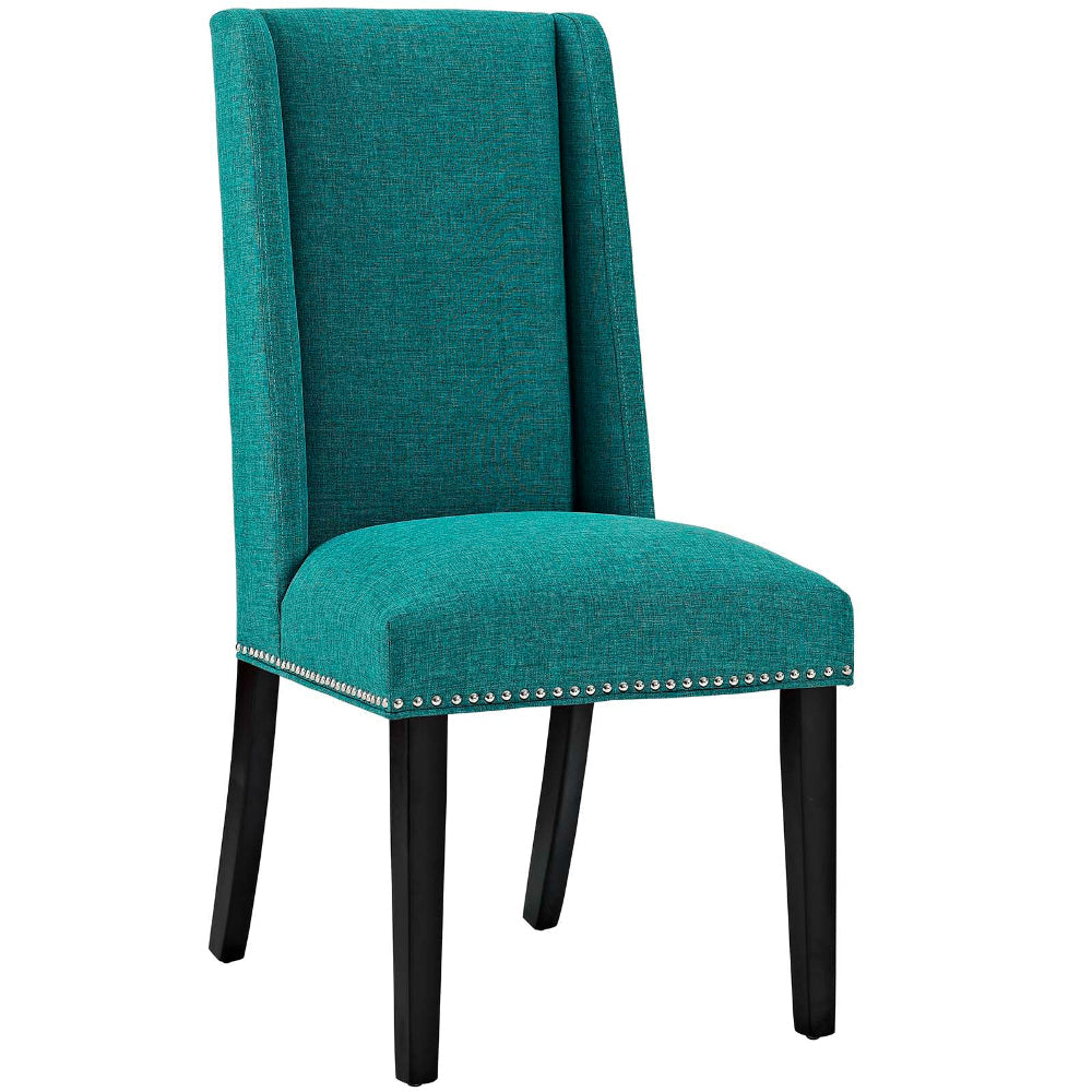 Modway Baron Modern Tall Back Wood Upholstered Fabric Two Dining Chairs in Teal MDY-EEI-2748-TEA-SET