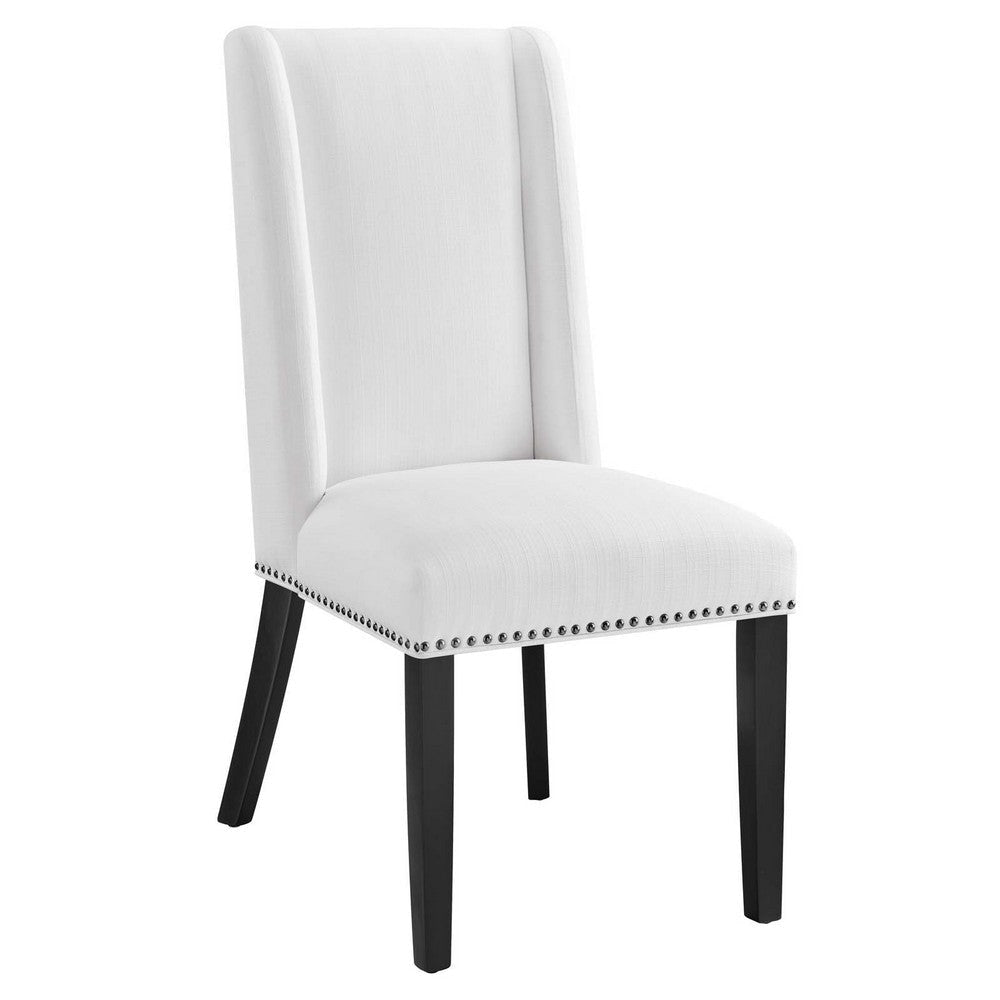 Modway Baron Modern Tall Back Wood Upholstered Fabric Two Dining Chairs in White MDY-EEI-2748-WHI-SET