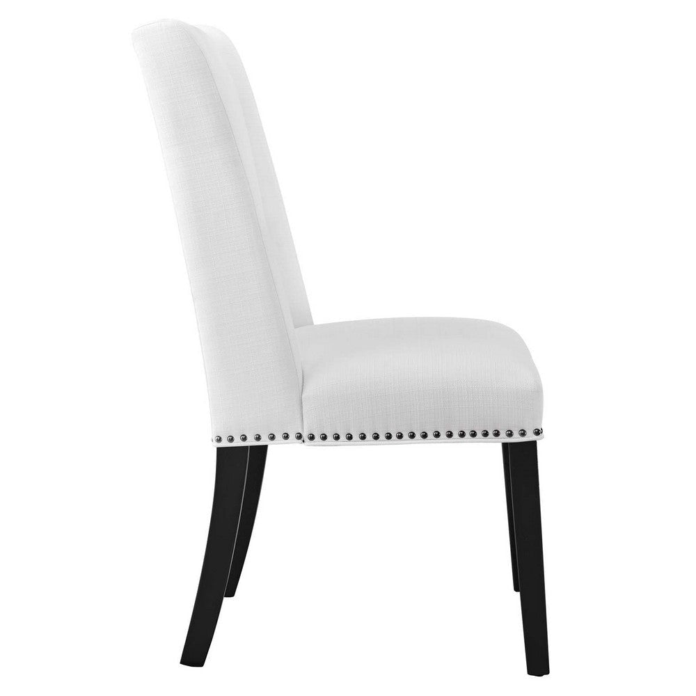 Modway Baron Modern Tall Back Wood Upholstered Fabric Two Dining Chairs in White MDY-EEI-2748-WHI-SET