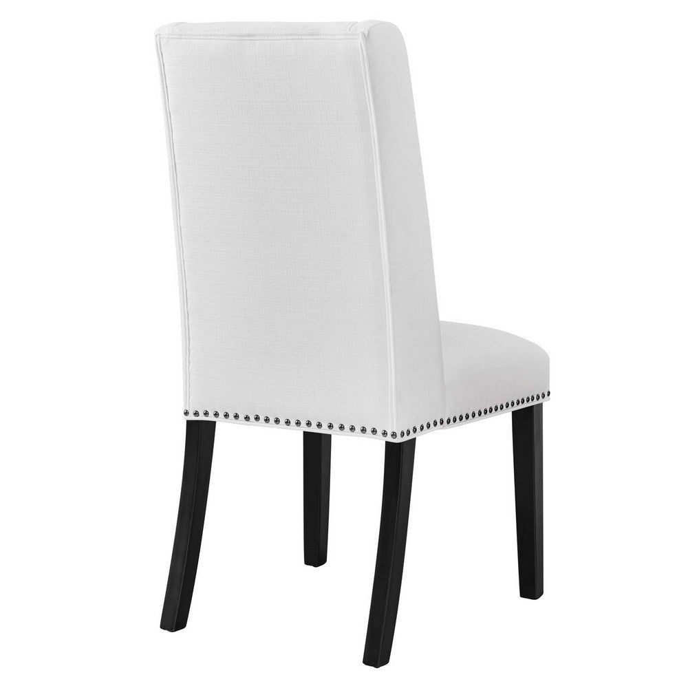 Modway Baron Modern Tall Back Wood Upholstered Fabric Two Dining Chairs in White MDY-EEI-2748-WHI-SET