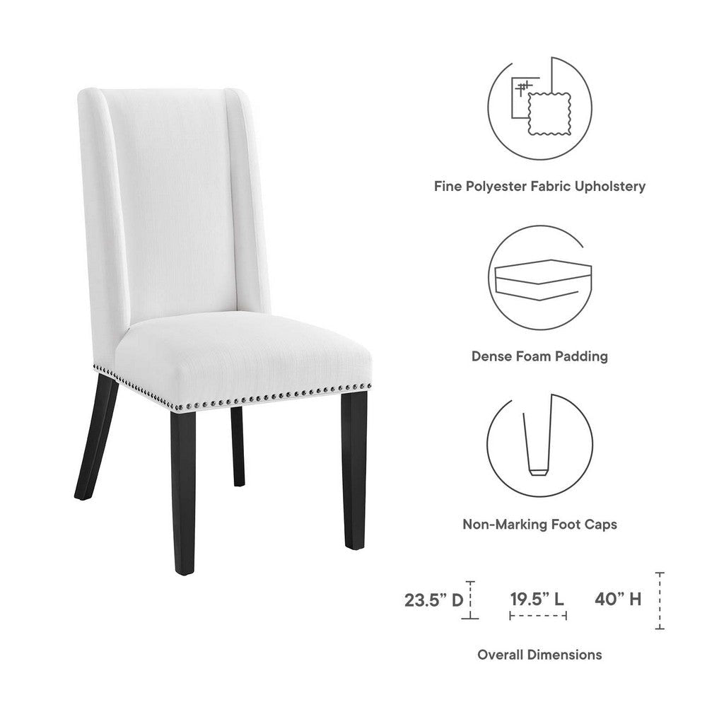 Modway Baron Modern Tall Back Wood Upholstered Fabric Two Dining Chairs in White MDY-EEI-2748-WHI-SET