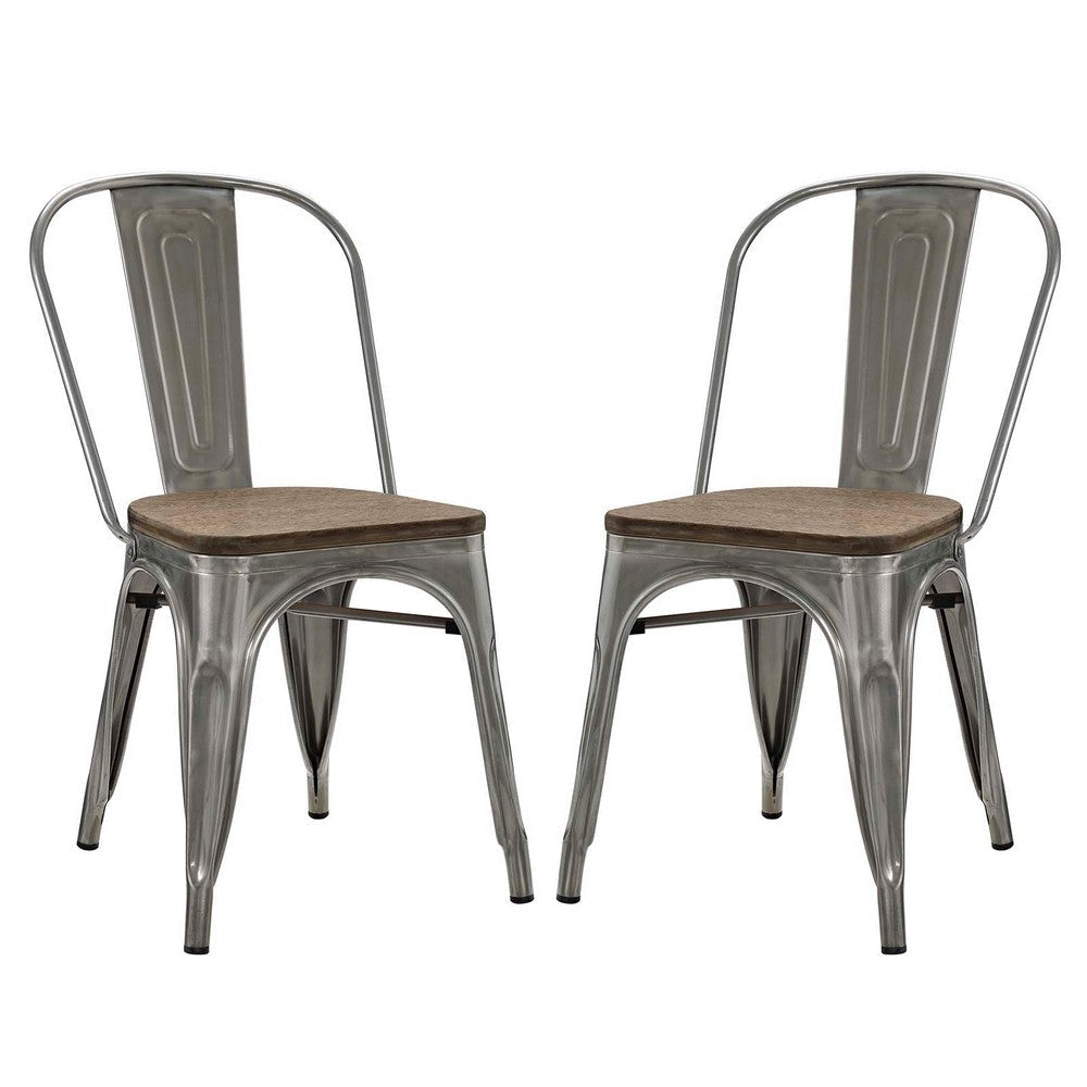 Promenade Set of 2 Dining Side Chair GunMetal - No Shipping Charges MDY-EEI-2751-GME-SET