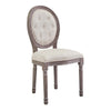 Modway Arise French Vintage Tufted Upholstered Fabric Dining Side Chair in Beige