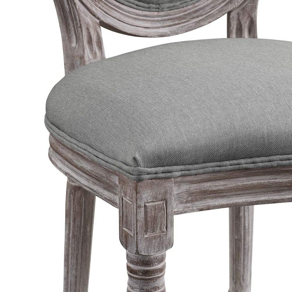 22 Inch Rustic Dining Chair Upholstered Round Button Tufted Distressed - No Shipping Charges MDY-EEI-2795-LGR