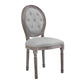 Modway Arise French Vintage Tufted Upholstered Fabric Dining Side Chair in Light Gray