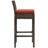 Modway Conduit Wicker Rattan Outdoor Patio Bar Stool with Cushion in Brown Currant MDY-EEI-2799-BRN-CUR