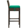 Modway Conduit Wicker Rattan Outdoor Patio Bar Stool with Cushion in Brown Green MDY-EEI-2799-BRN-GRN