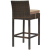 Modway Conduit Wicker Rattan Outdoor Patio Bar Stool with Cushion in Brown Mocha MDY-EEI-2799-BRN-MOC