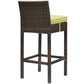 Modway Conduit Wicker Rattan Outdoor Patio Bar Stool with Cushion in Brown Peridot MDY-EEI-2799-BRN-PER